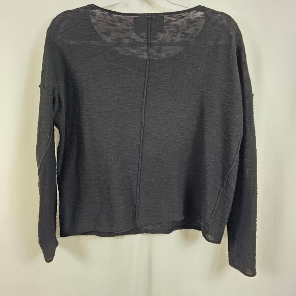 Brochu Walker Cotton/Linen Blend Round Neck Sweater in Charcoal - Size P - Picture 8 of 10